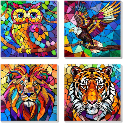 Amlivo 4 pack paint by numbers kit for kids front view showing animal canvas packages