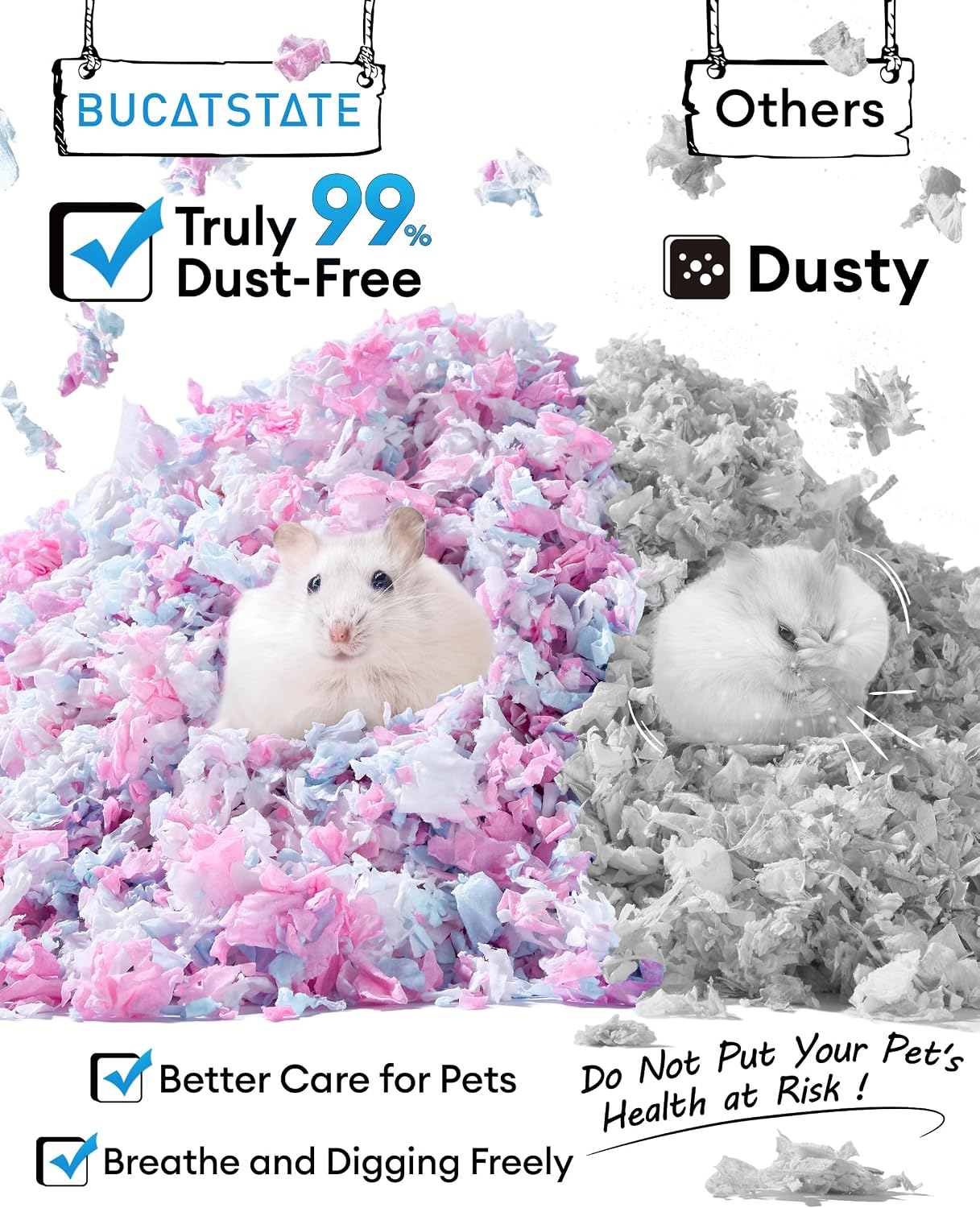 BUCATSTATE Hamster Bedding 70L, Truly 99% Dust-Free Small Animal Paper Bedding Odor Control, Cozy Hamster Litter for Rabbit Rat Syrian Dwarf Hamsters Gerbils (Harvest Sunset) - Image 3