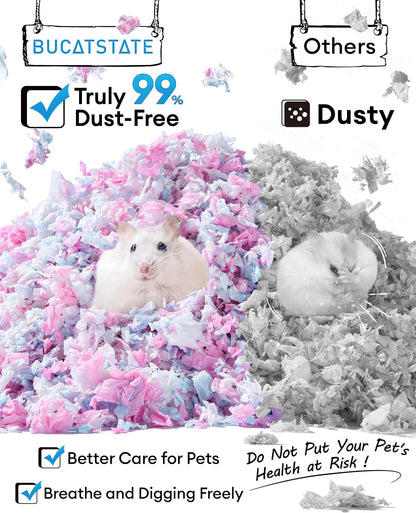 BUCATSTATE Hamster Bedding 70L, Truly 99% Dust-Free Small Animal Paper Bedding Odor Control, Cozy Hamster Litter for Rabbit Rat Syrian Dwarf Hamsters Gerbils (Harvest Sunset) - Image 3