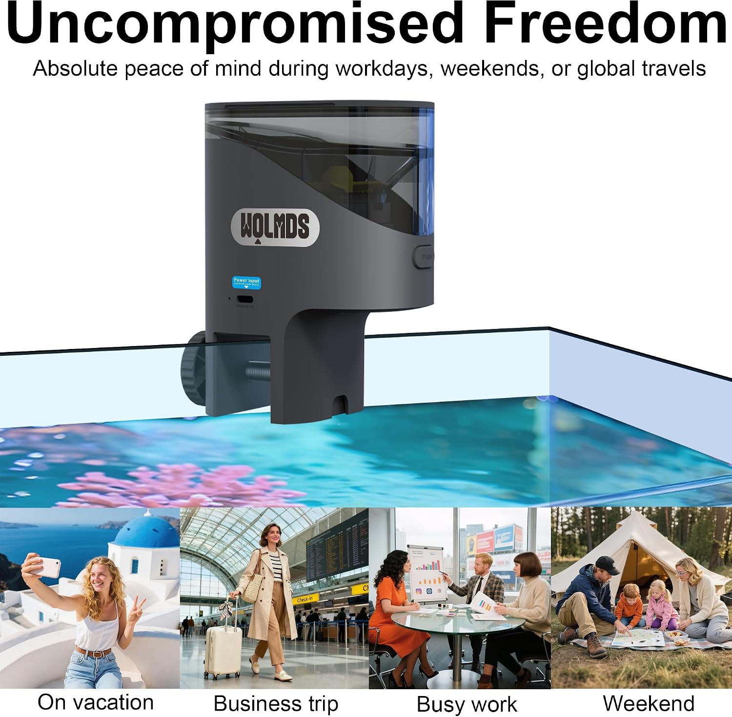 WiFi Automatic Fish Feeder with 2.5K Camera, 2.4/5G Smart App Control, Vacation Feeding Timer, 200ml Moisture-Proof Precision Flake Food Dispenser, Visual Aquarium Feeder for 10+ Gallon Tanks - Image 9
