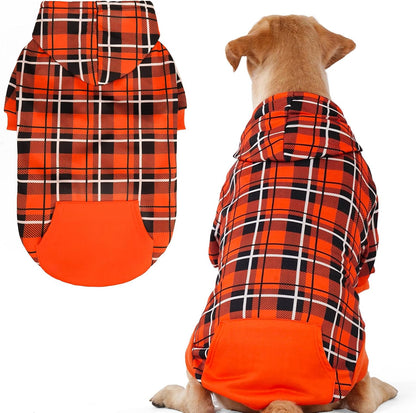 EXPAWLORER Plaid Dog Hoodie - British Style Warm Dog Sweater Shirt with Leash Hole,Pitbull Clothes Outfits,Winter Coat Apparel for All Breeds Puppy Girl Boy-Cat Apparel,Beige Medium - Image 13