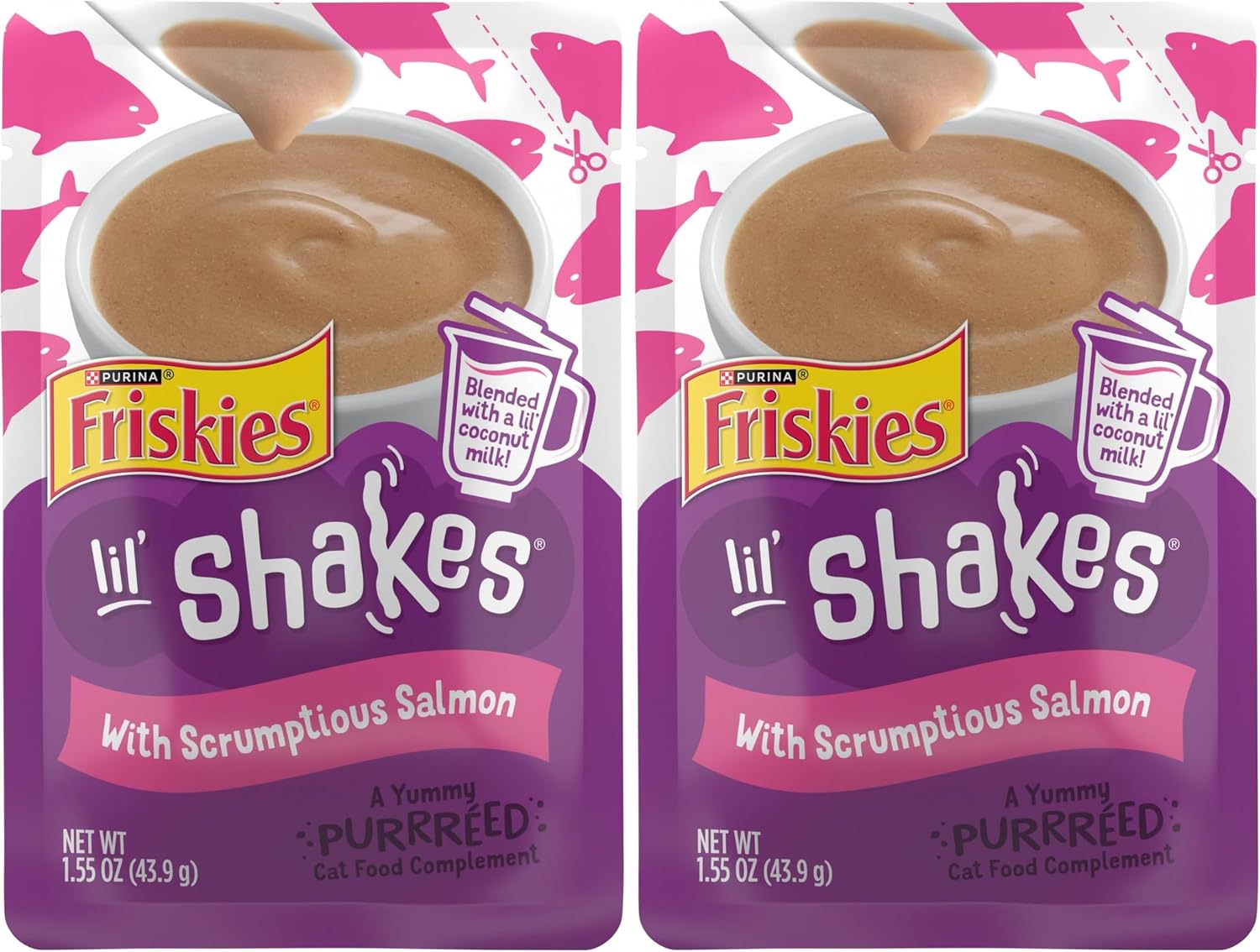 Purina Friskies Pureed Cat Food Topper, Lil' Shakes With Scrumptious Salmon Lickable Cat Treats - (Pack of 16) 1.55 oz. Pouches - Image 15