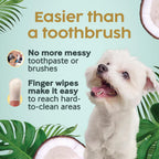 Cocopup single ingredient coconut oil wipe being placed on an index finger