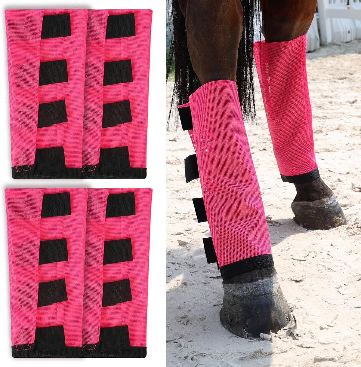 Premium 4-Pack Horse Fly Boots & Leggings Loose-Fit Fine Mesh with Stay-On Fasteners, Support Strips & Anti-Stomp Design Breathable Non-Slip Protection Leg Wrap (Large) Royal Blue - Image 10