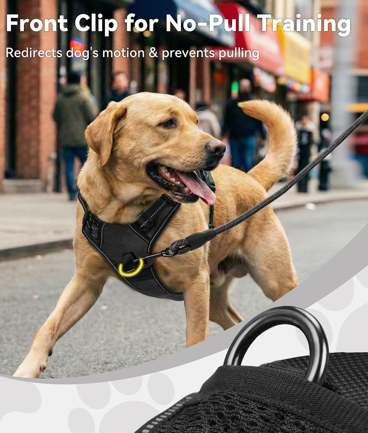 Joytale reflective pet vest adjustable padded harness side angle