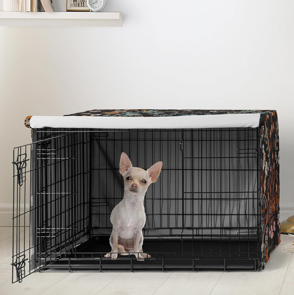 Sweet Jojo Designs black boho wildflower dog kennel cover