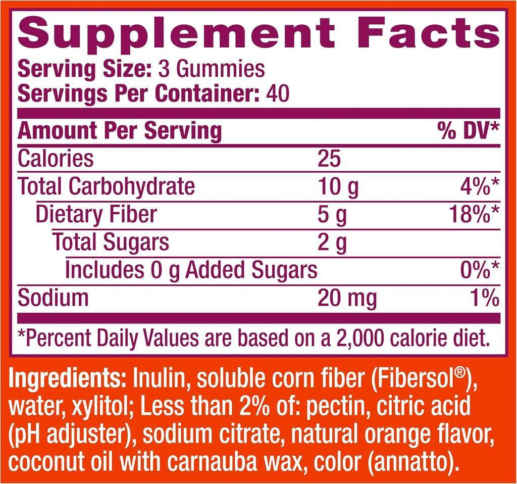 Metamucil Fiber Gummies for Adults, No Sugar Added Orange Flavor, 5g Prebiotic Plant Based Fiber Supplement Blend, 120 Count - Image 9