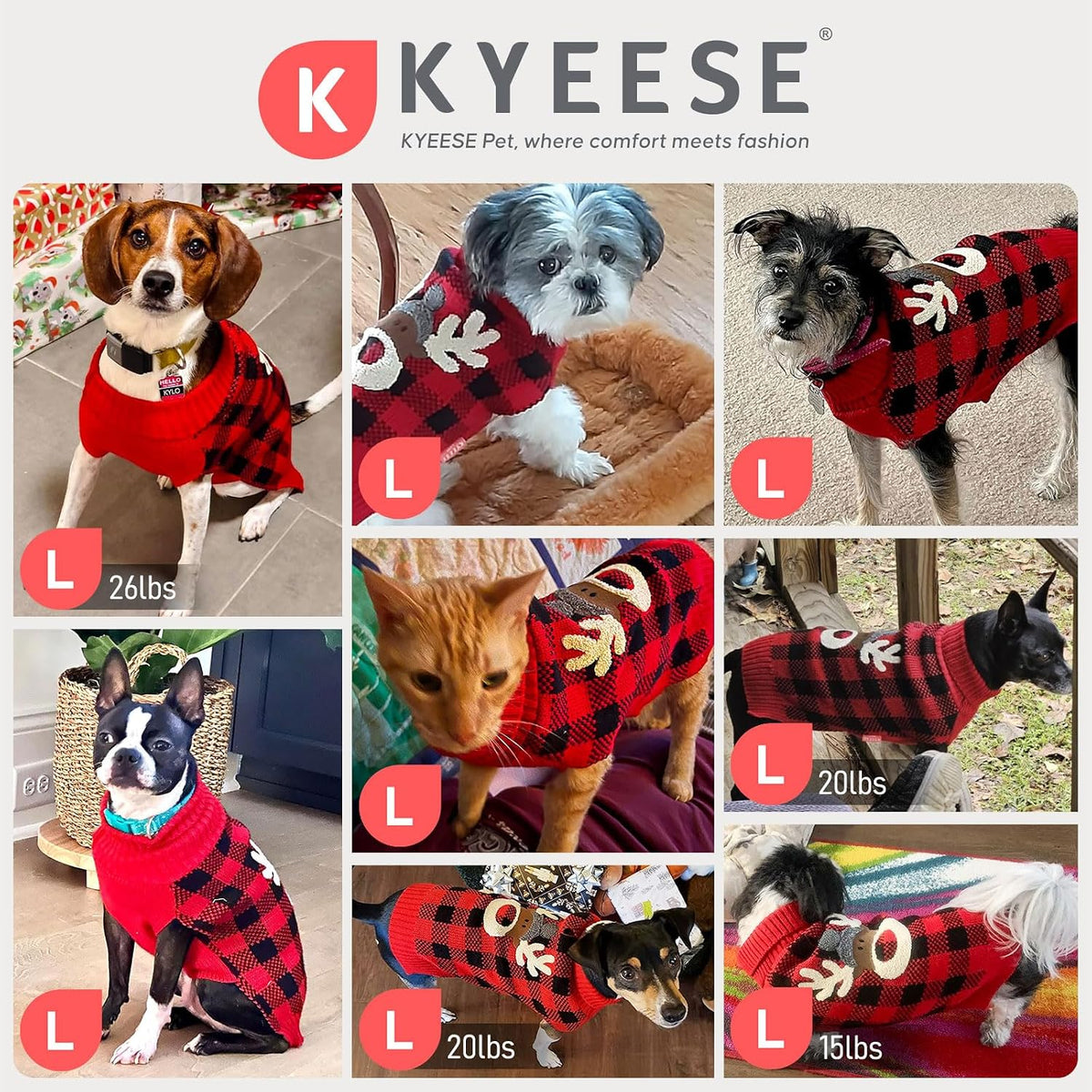 Stretchable winter puppy apparel with cartoon reindeer elk design