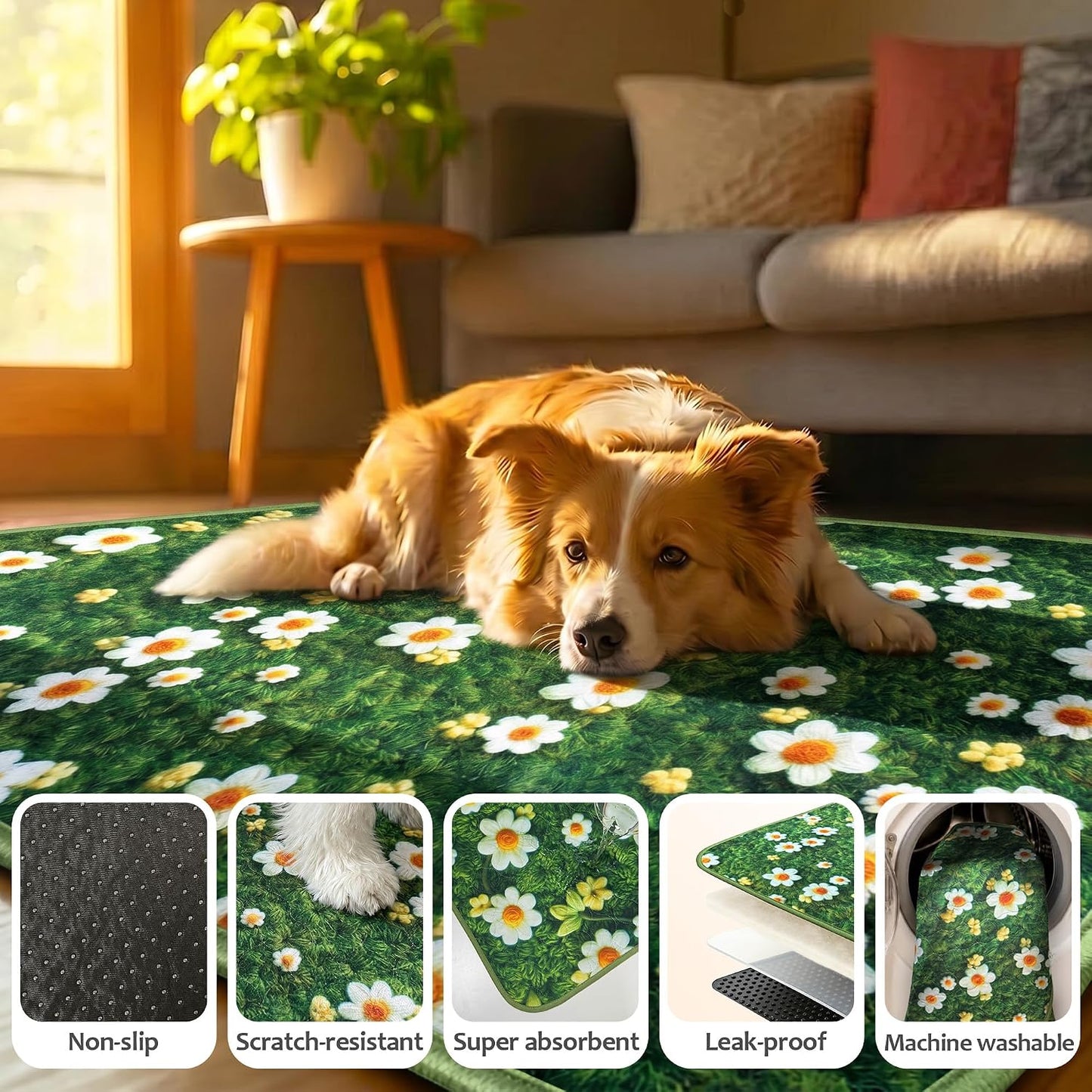 Washable Pee Pads for Dogs, Reusable Puppy Potty Training Pads, Ultra-Absorbent Thick Waterproof Leak-Proof Non-Slip Pads & Mat for Crate, Playpen, Floor, Whelping & Housebreaking , 2 Pack 18"x24" - Image 5