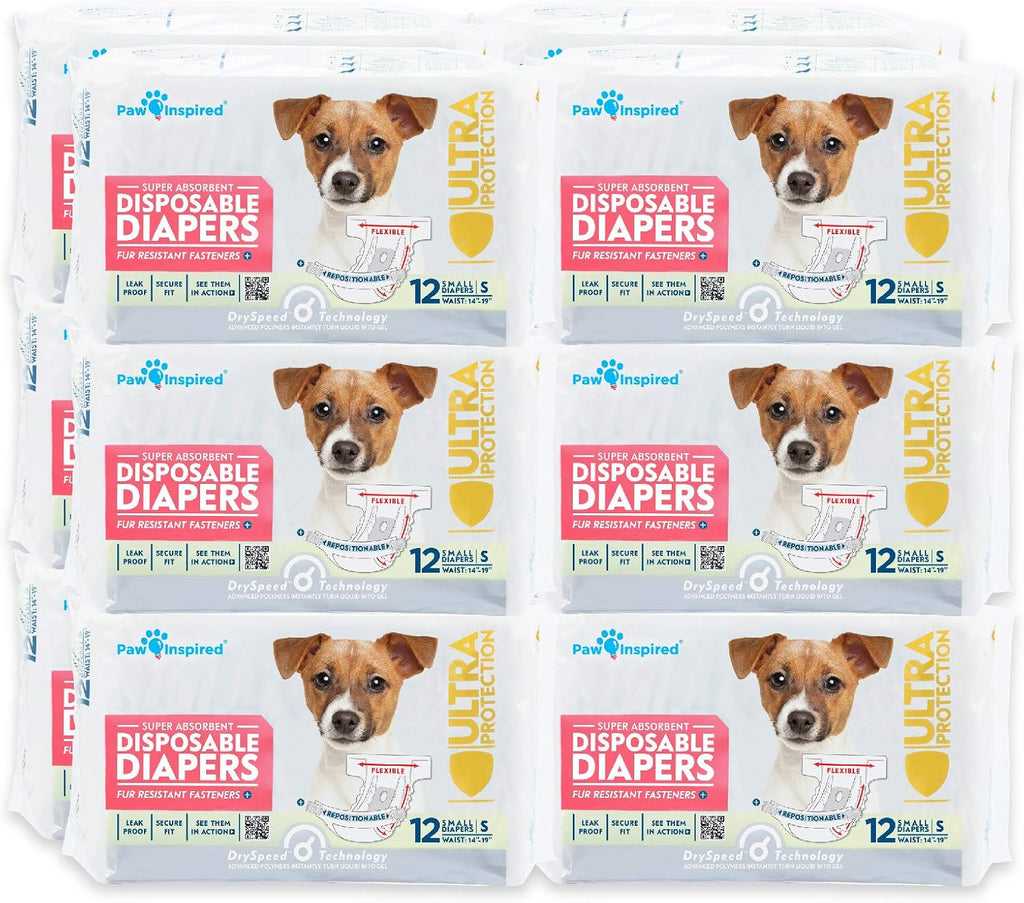 Paw Inspired Disposable Dog Diapers | Female Dog Diapers Ultra Protection | Diapers for Dogs in Heat, Excitable Urination, or Incontinence (12 Count, Small) - Image 9