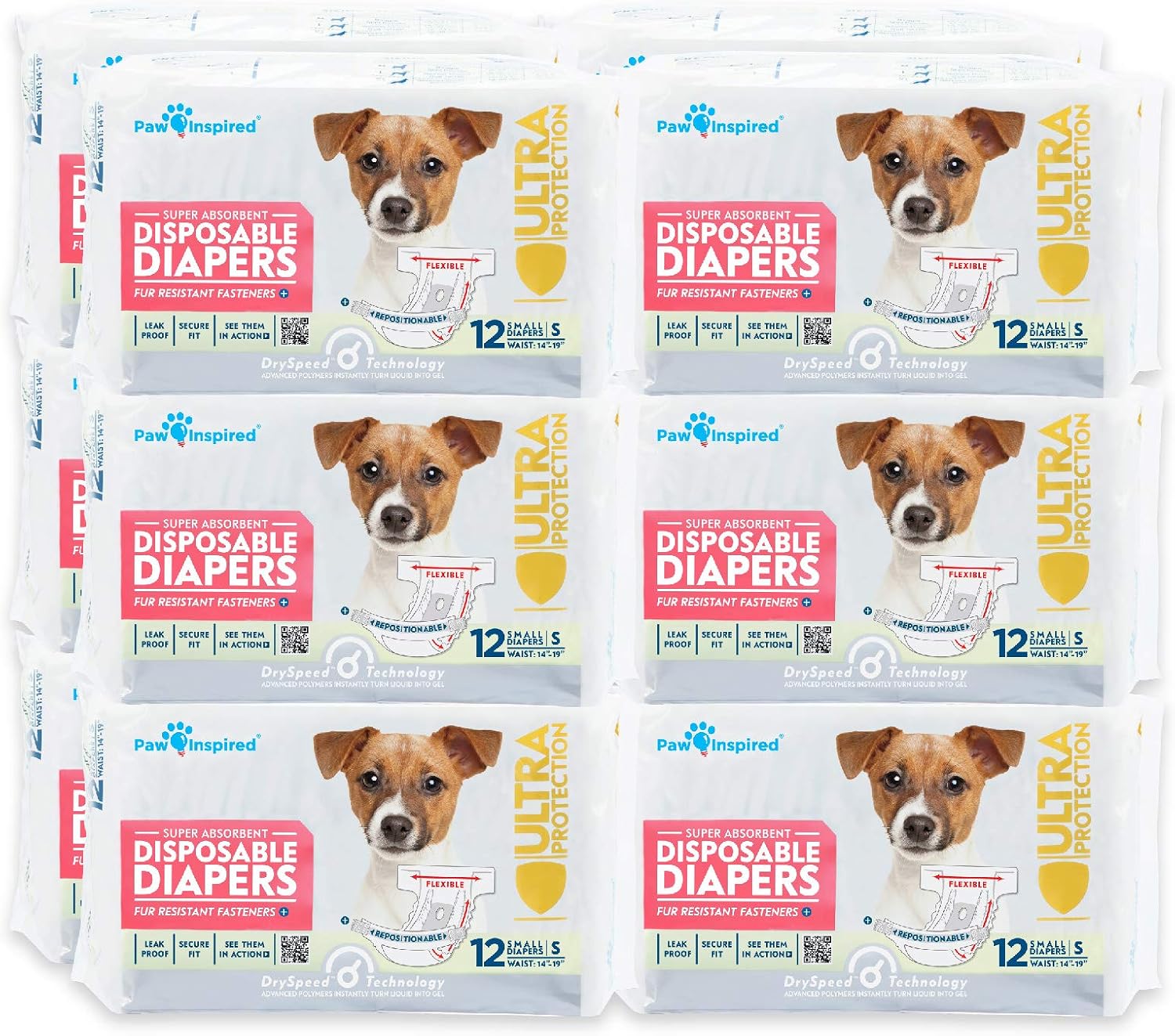 Paw Inspired Disposable Dog Diapers | Female Dog Diapers Ultra Protection | Diapers for Dogs in Heat, Excitable Urination, or Incontinence (12 Count, Small) - Image 9