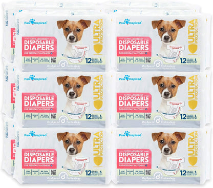 Paw Inspired Disposable Dog Diapers | Female Dog Diapers Ultra Protection | Diapers for Dogs in Heat, Excitable Urination, or Incontinence (12 Count, Small) - Image 9