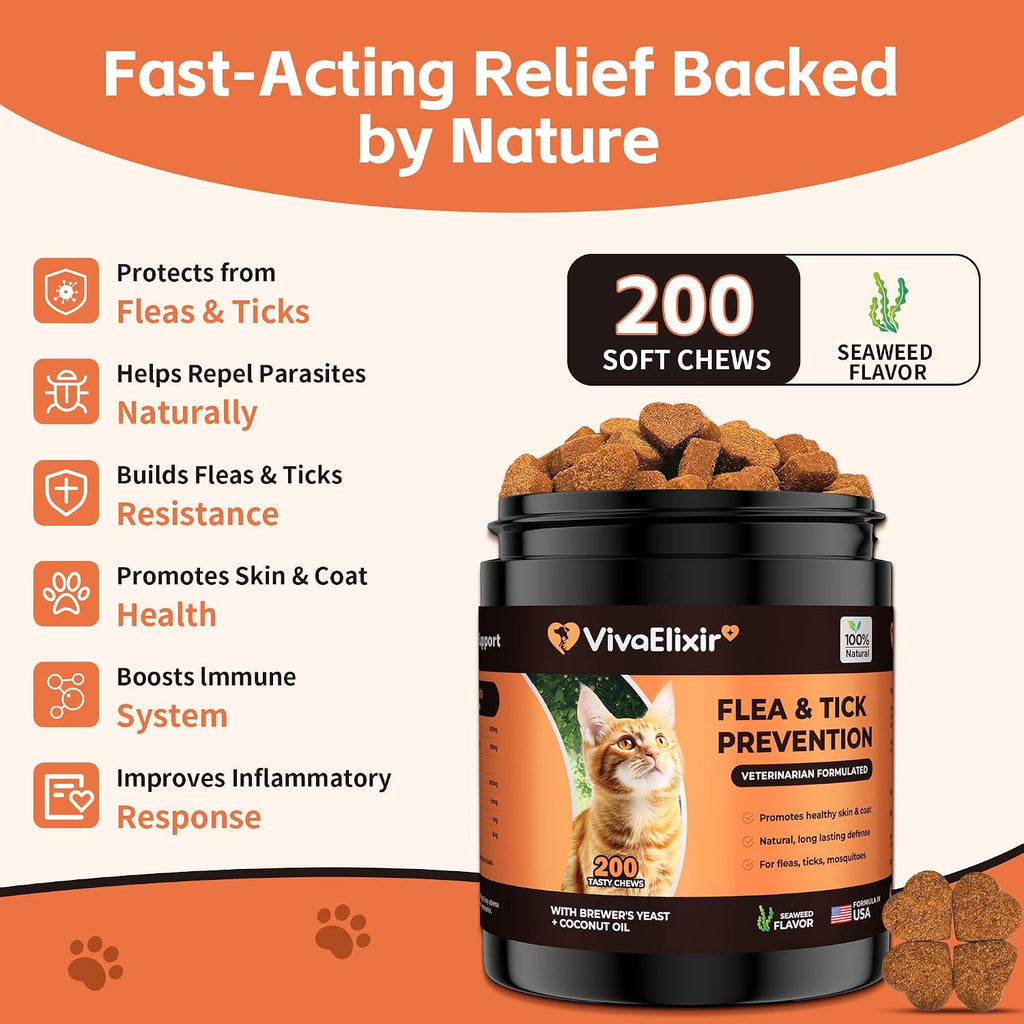 VivaElixir natural cat chewables with brewers yeast and coconut oil ingredients