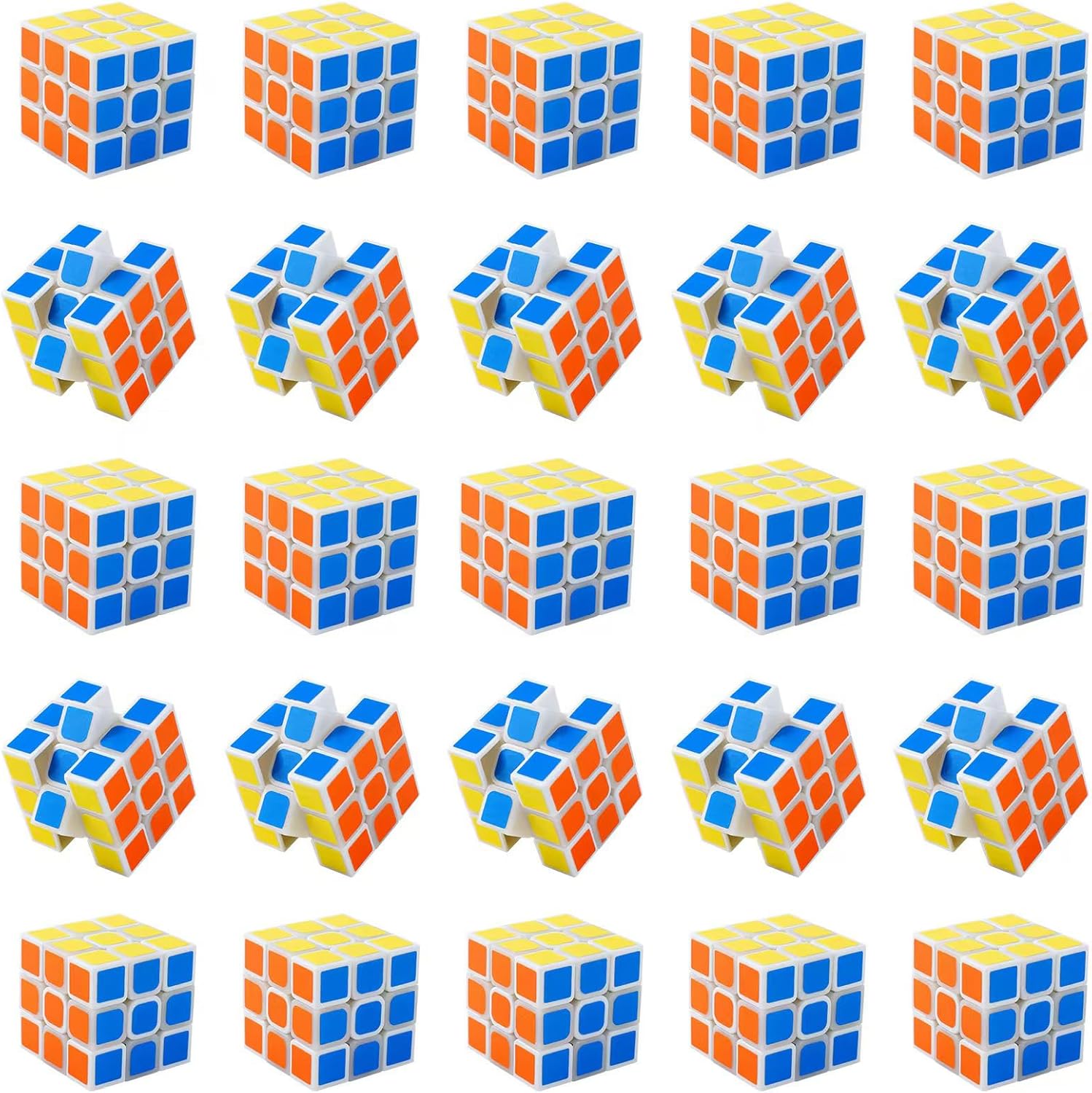 Piegricdiat mini cube twelve pack puzzle front view showing vibrant multicolored speed cubes.