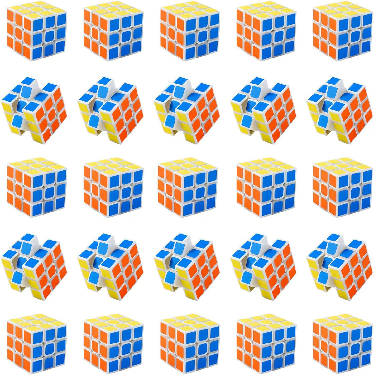 Piegricdiat mini cube twelve pack puzzle front view showing vibrant multicolored speed cubes.