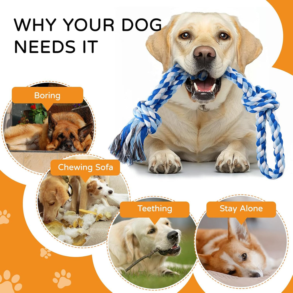 Packaging layout of the TLAZZ two piece indestructible style cotton pet rope pack