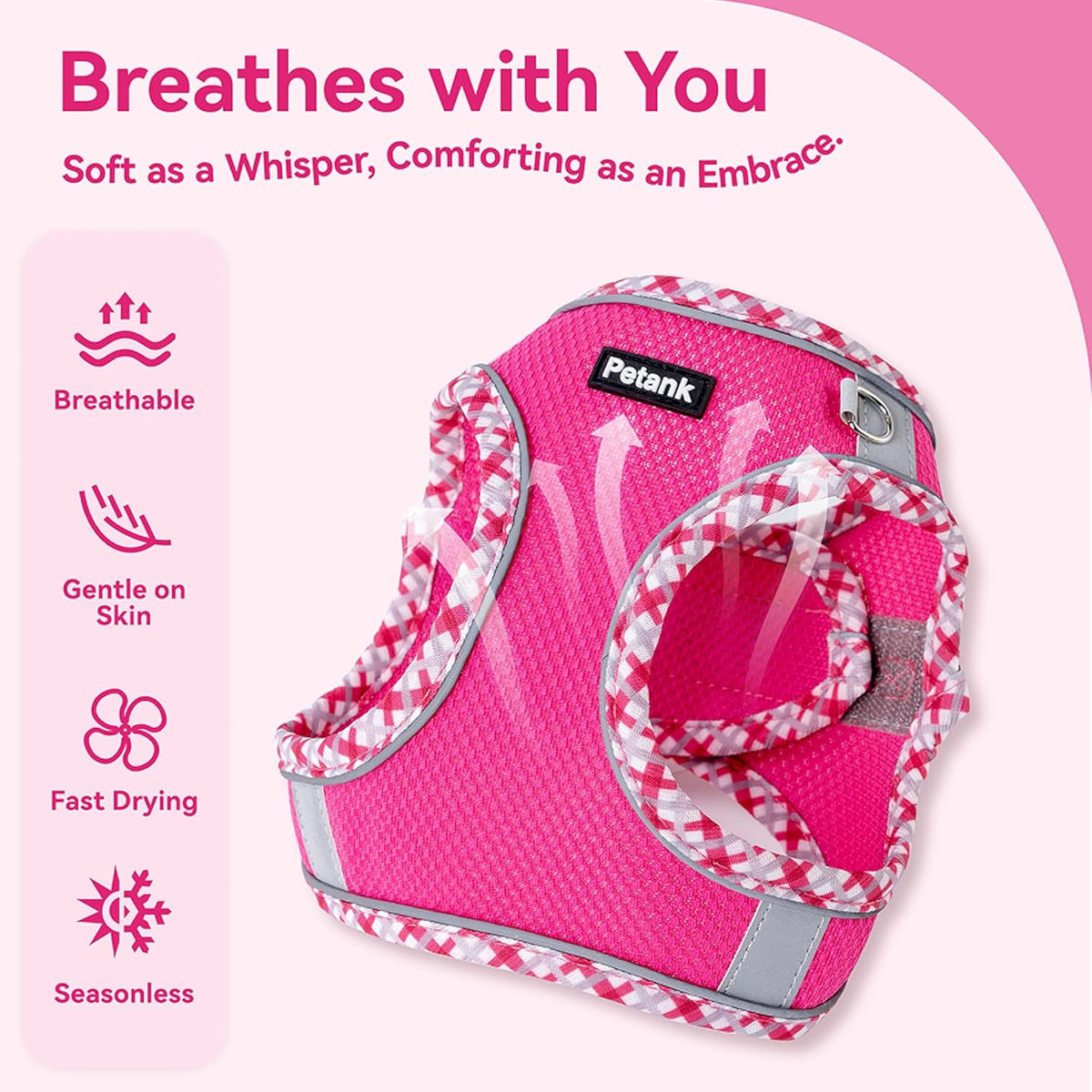 Petank escape proof puppy harness double D ring detail