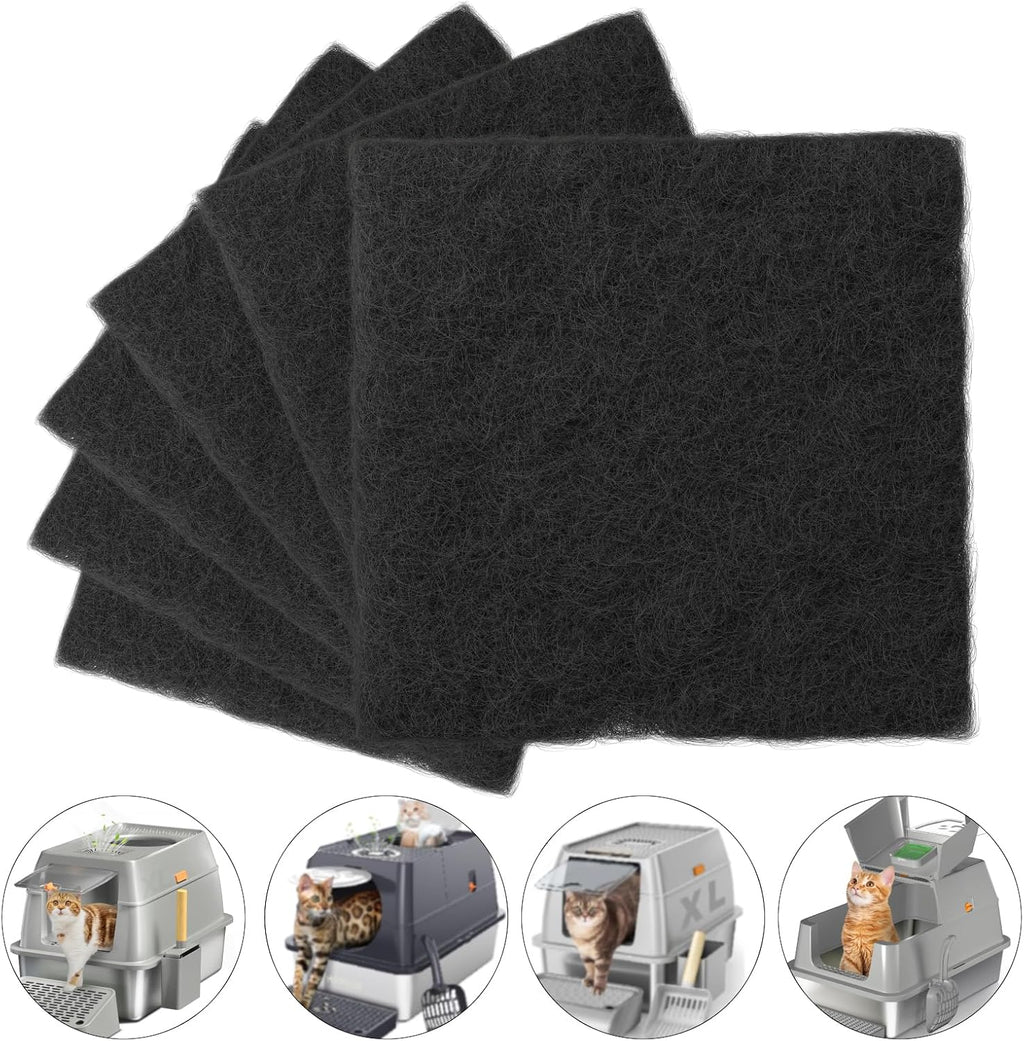 Close up view of the thick charcoal cotton texture used for cat odor control.