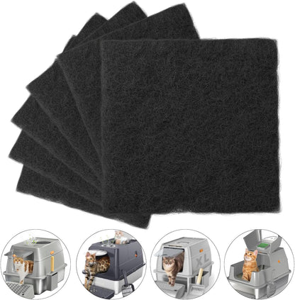 Close up view of the thick charcoal cotton texture used for cat odor control.