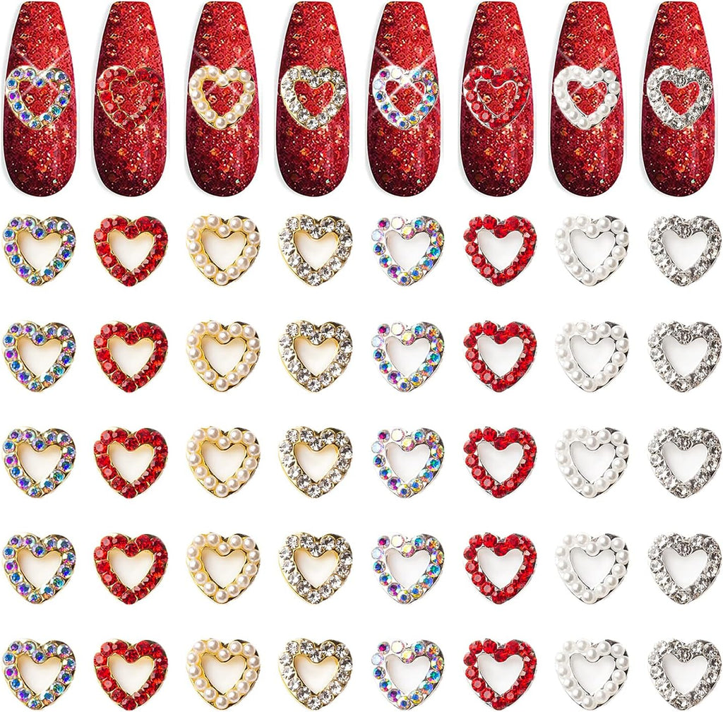 Xeaohesy alloy heart nail art charms front view