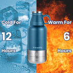 PawsPik thirty two ounce pet travel bottle inside its blue carrying sleeve