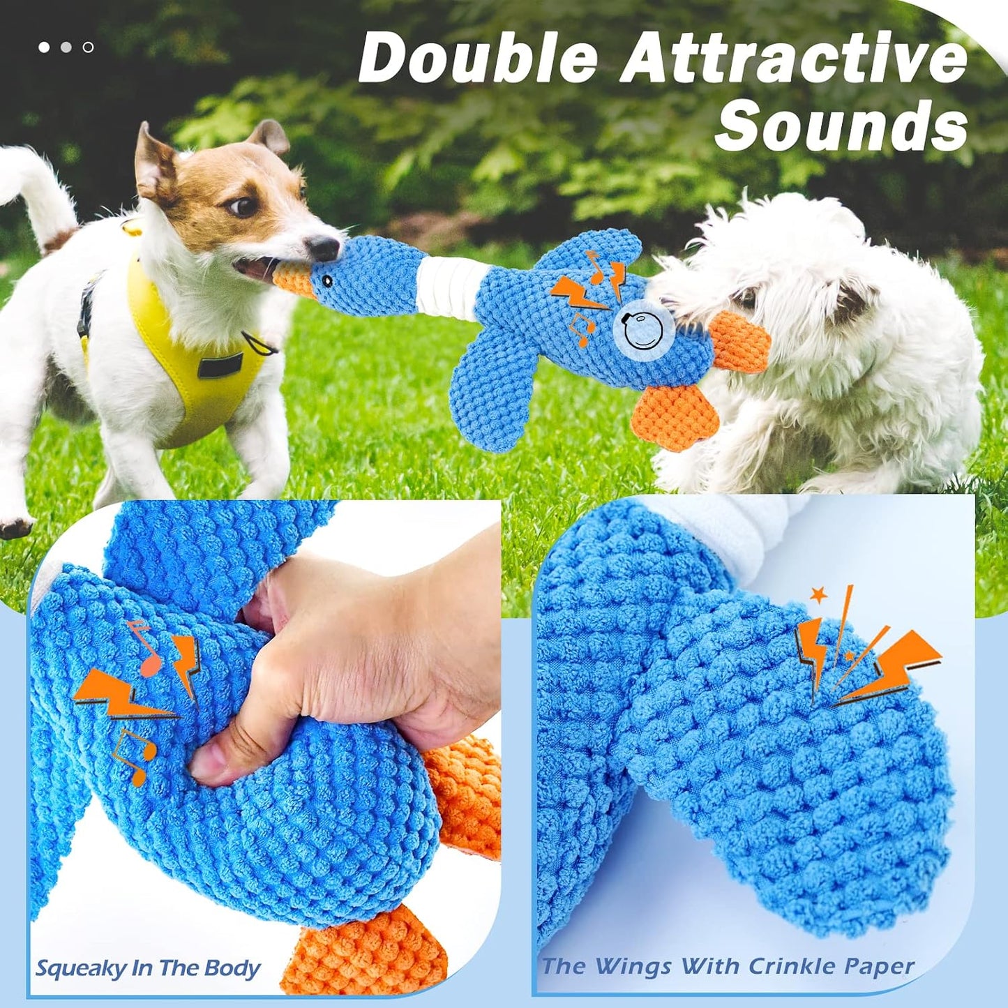 Vitscan goose dog toy showing long neck for tugging games