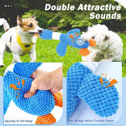 Vitscan goose dog toy showing long neck for tugging games