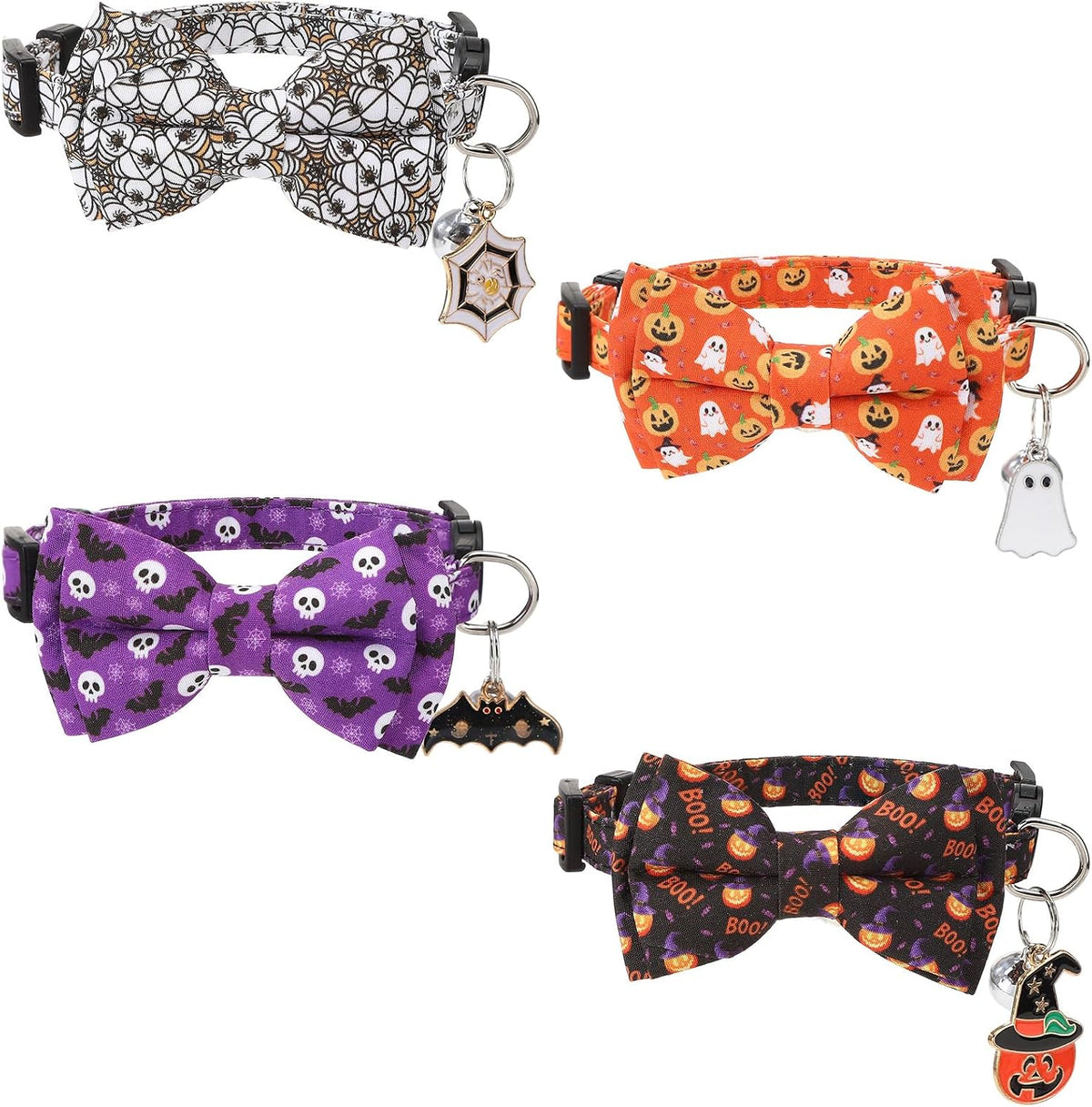 4 Pack Holiday Cat Collars with Bow Tie Halloween Cat Collar Breakaway - Image 12