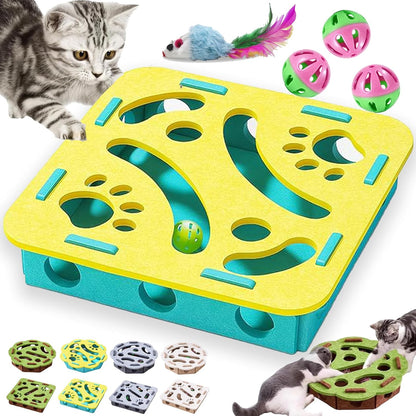 Cat Scratch Puzzle Enrichment Box, Cat Nail File Enrichment Box with Bell, Nail File Stress Free Alternative to Clippers and Grinders, Interactive Cats Puzzle Toy -Bite & Scratch Resistant (StyleA) - Image 15