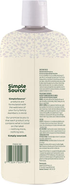 Back label of SimpleSource flea control pet wash displaying usage directions and complete composition details.