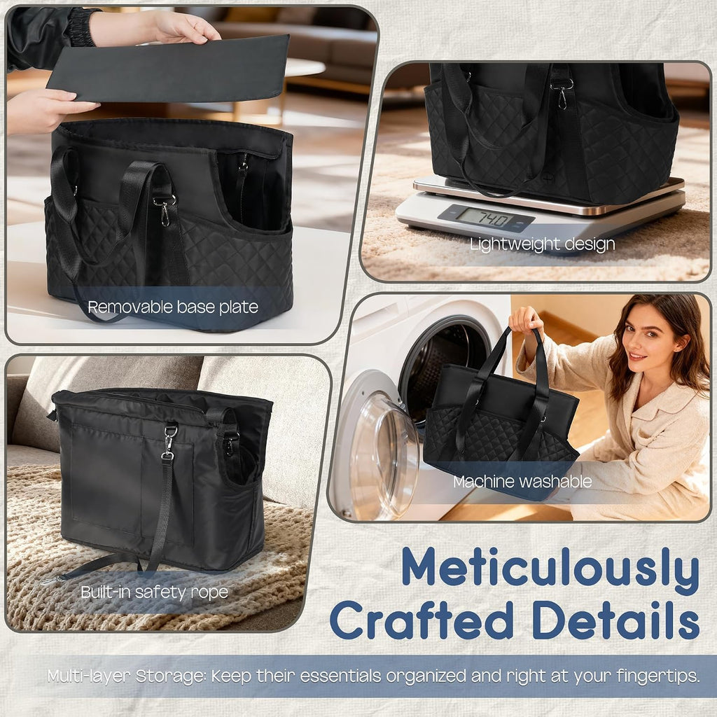 Yudodo black quilted carrier for small dogs and cats