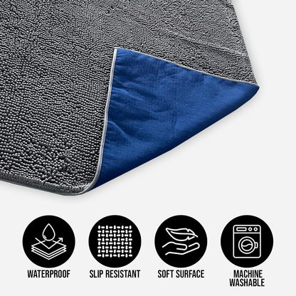 Chenille pet furniture protector blanket covering a living room bed