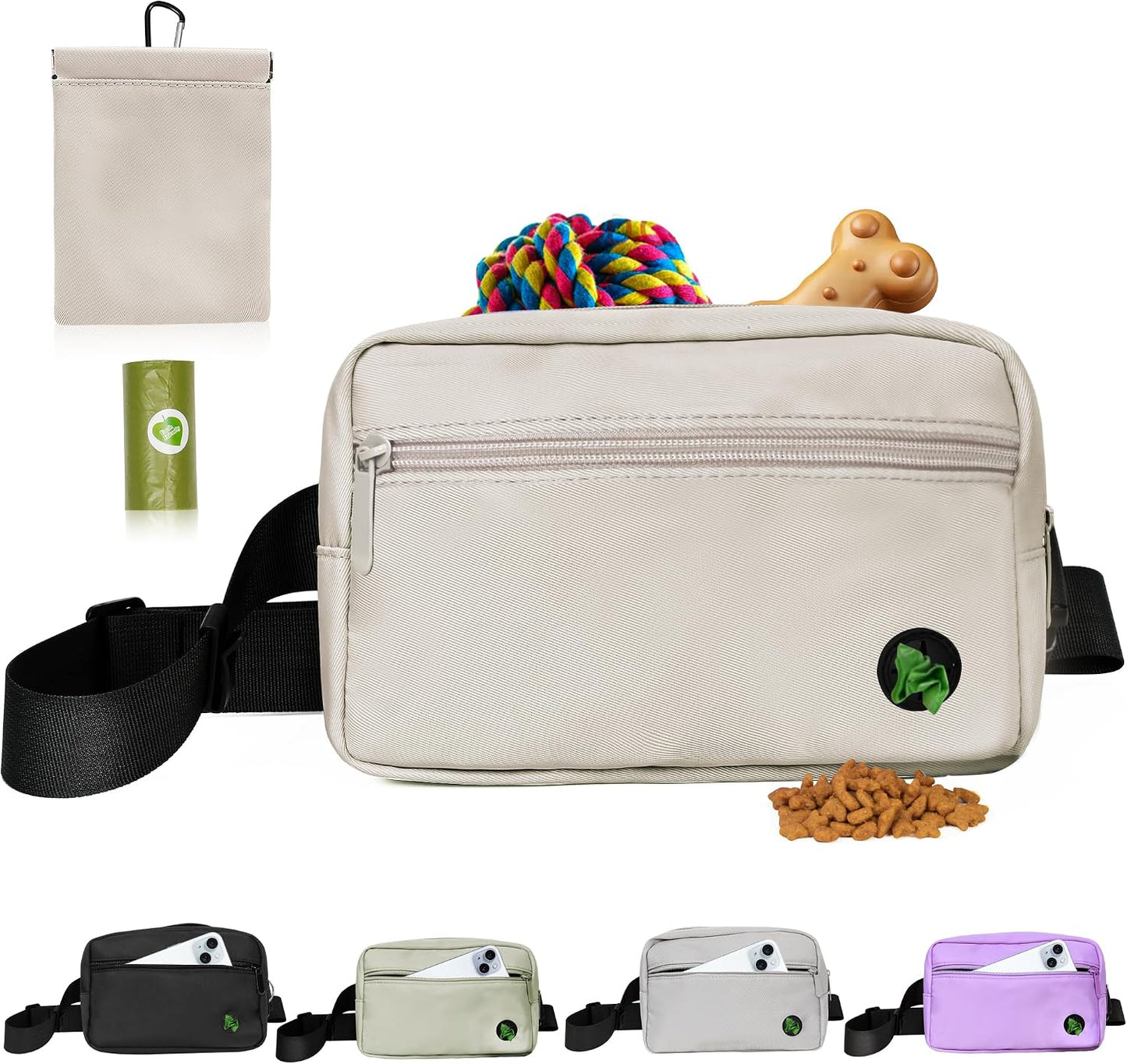 Puppy Dog Treat Pouches for Pet Training Treat Bag, Dog Walking Fanny Pack with Carabiner, Built-in Poop Bag Dispenser & Reuse Dog Poop Holder, Puppy Pet Treat Waist Belt (Black) - Image 9