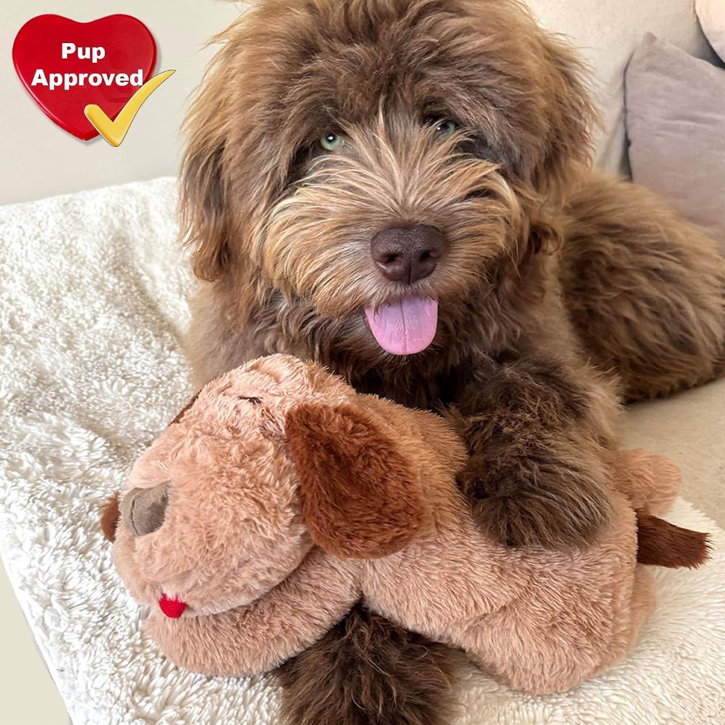 Top view of the soft polyester plush comfort pillow for dogs