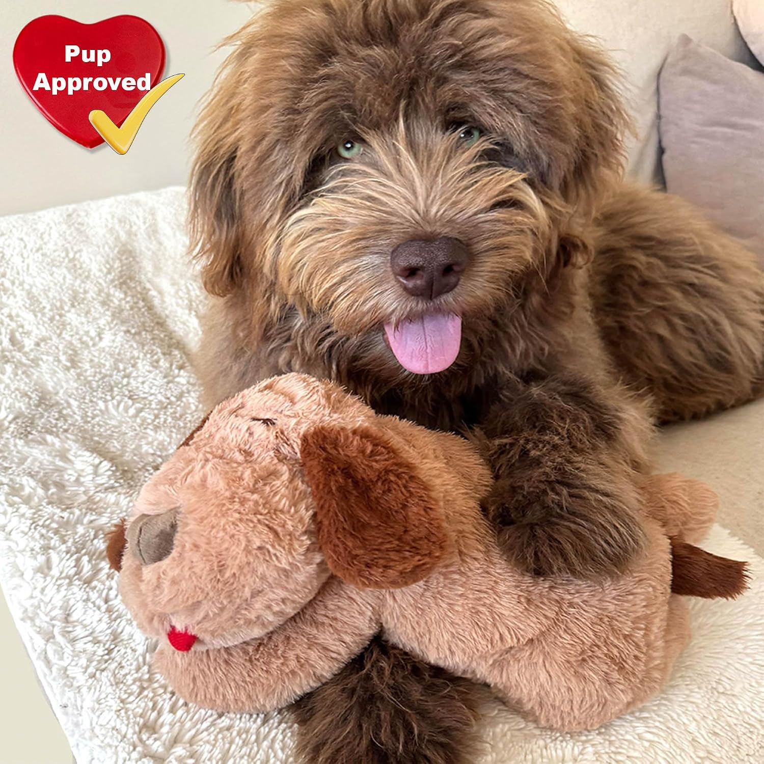 Top view of the soft polyester plush comfort pillow for dogs