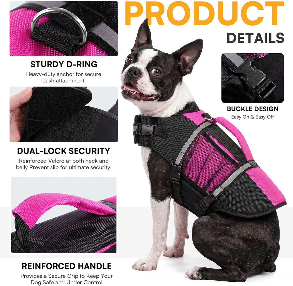 Adjustable pet life vest with high buoyancy emergency rescue handle