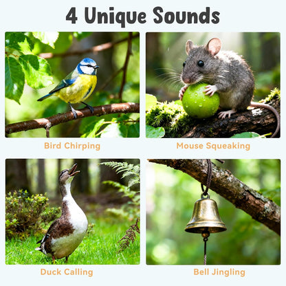 Zeepet interactive bird toy showing the rear power switch and motor compartment.