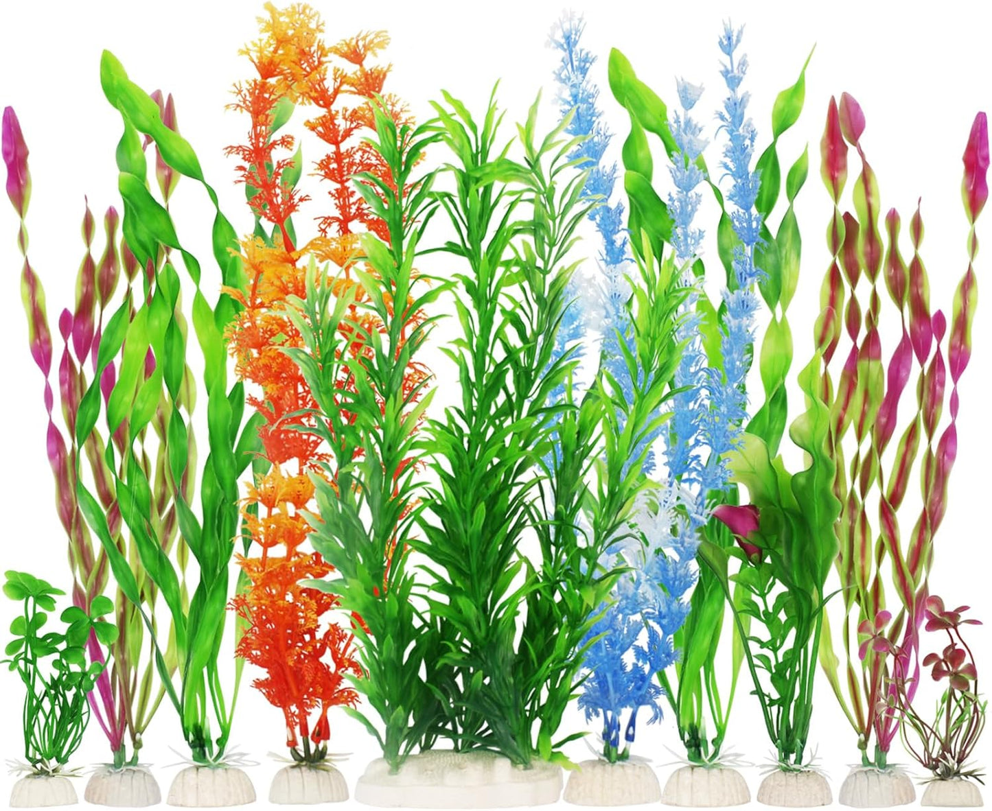 MyLifeUNIT artificial fish tank plants pack of 10 front view aquarium decorations