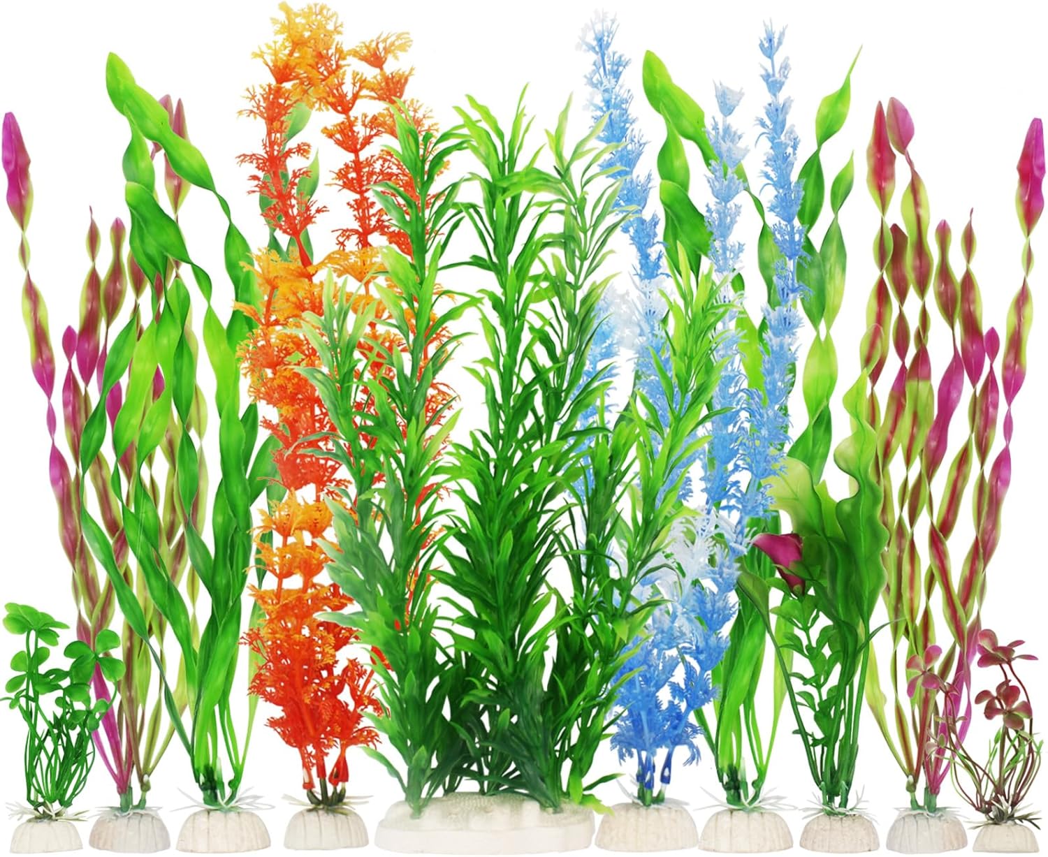 MyLifeUNIT artificial fish tank plants pack of 10 front view aquarium decorations
