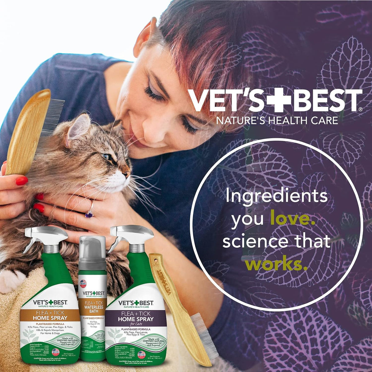 Vet's Best flea comb for dogs showing contoured handle