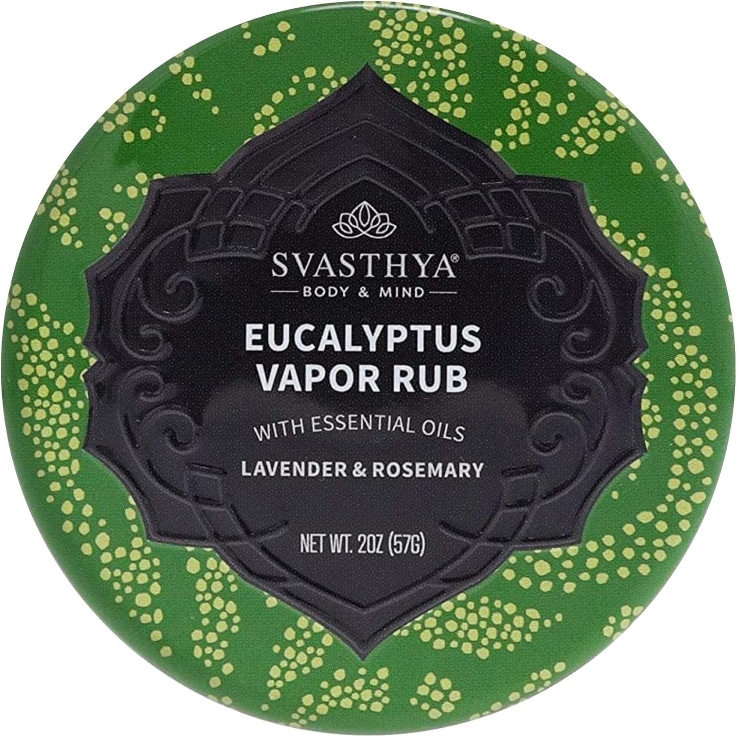 Svasthya Body and Mind Eucalyptus Vapor Rub balm front view for natural congestion relief