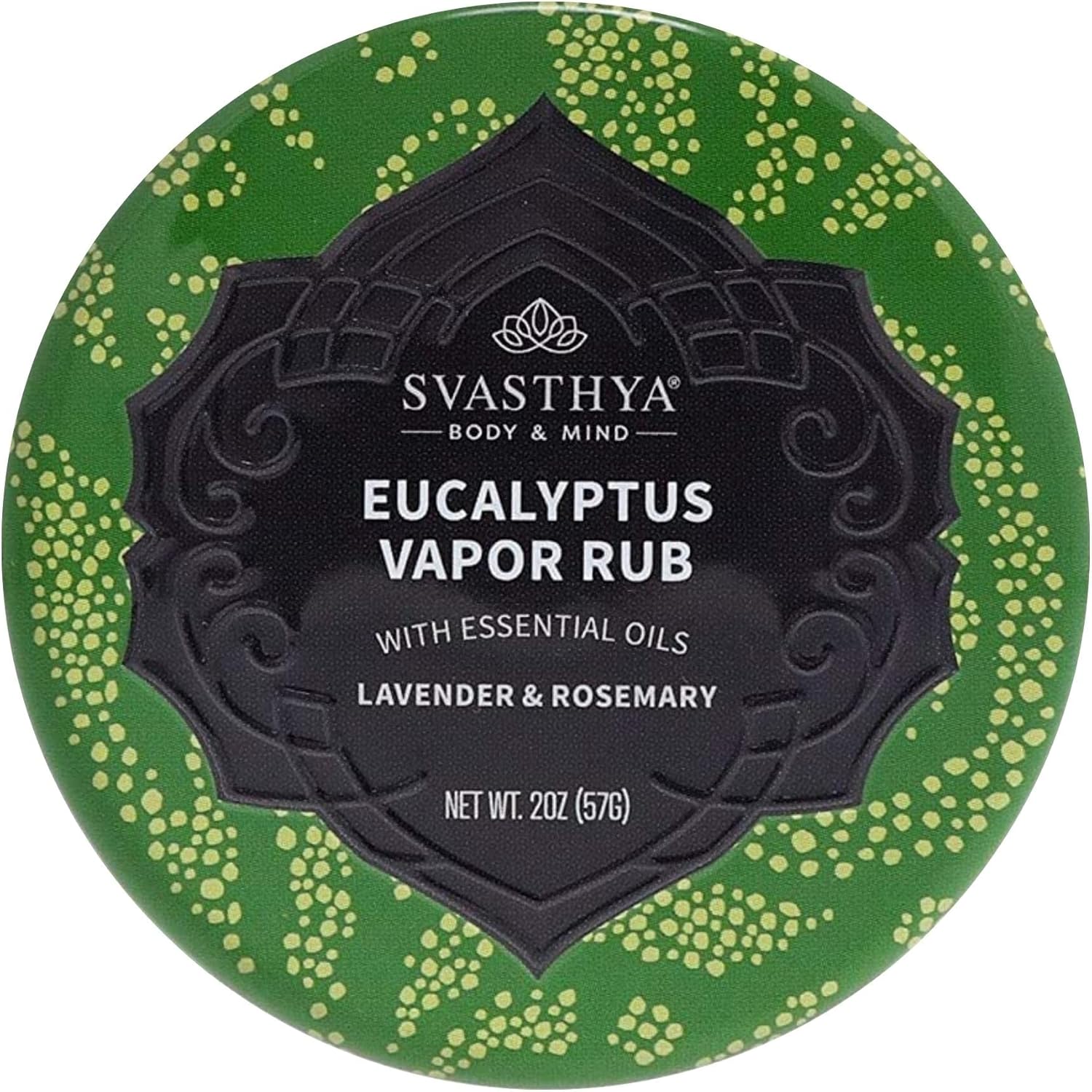 Svasthya Body and Mind Eucalyptus Vapor Rub balm front view for natural congestion relief