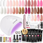 Rosalind poly nail gel kit front view with 14 colors and accessories