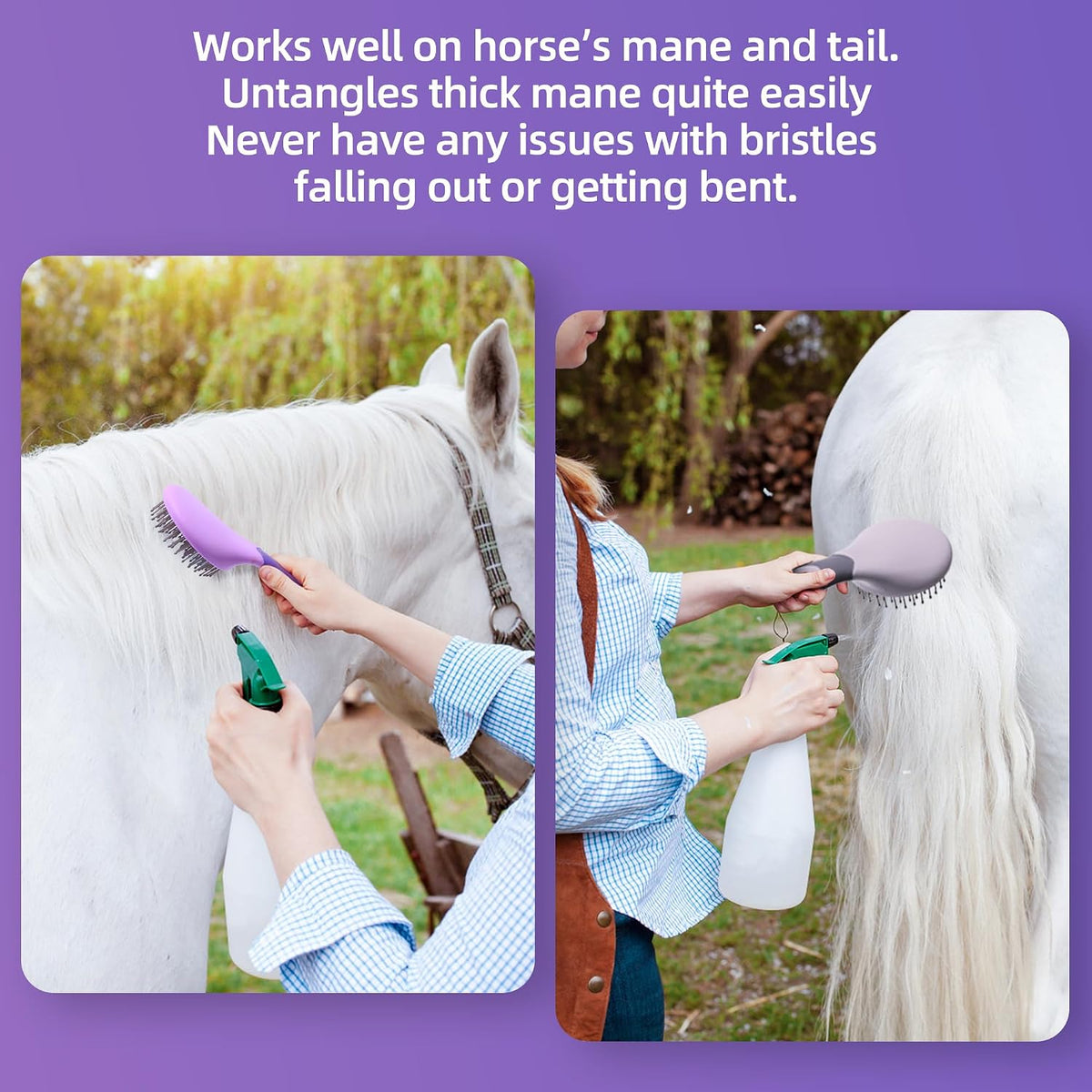 Hand holding Uylkm equine grooming brush non-slip grip
