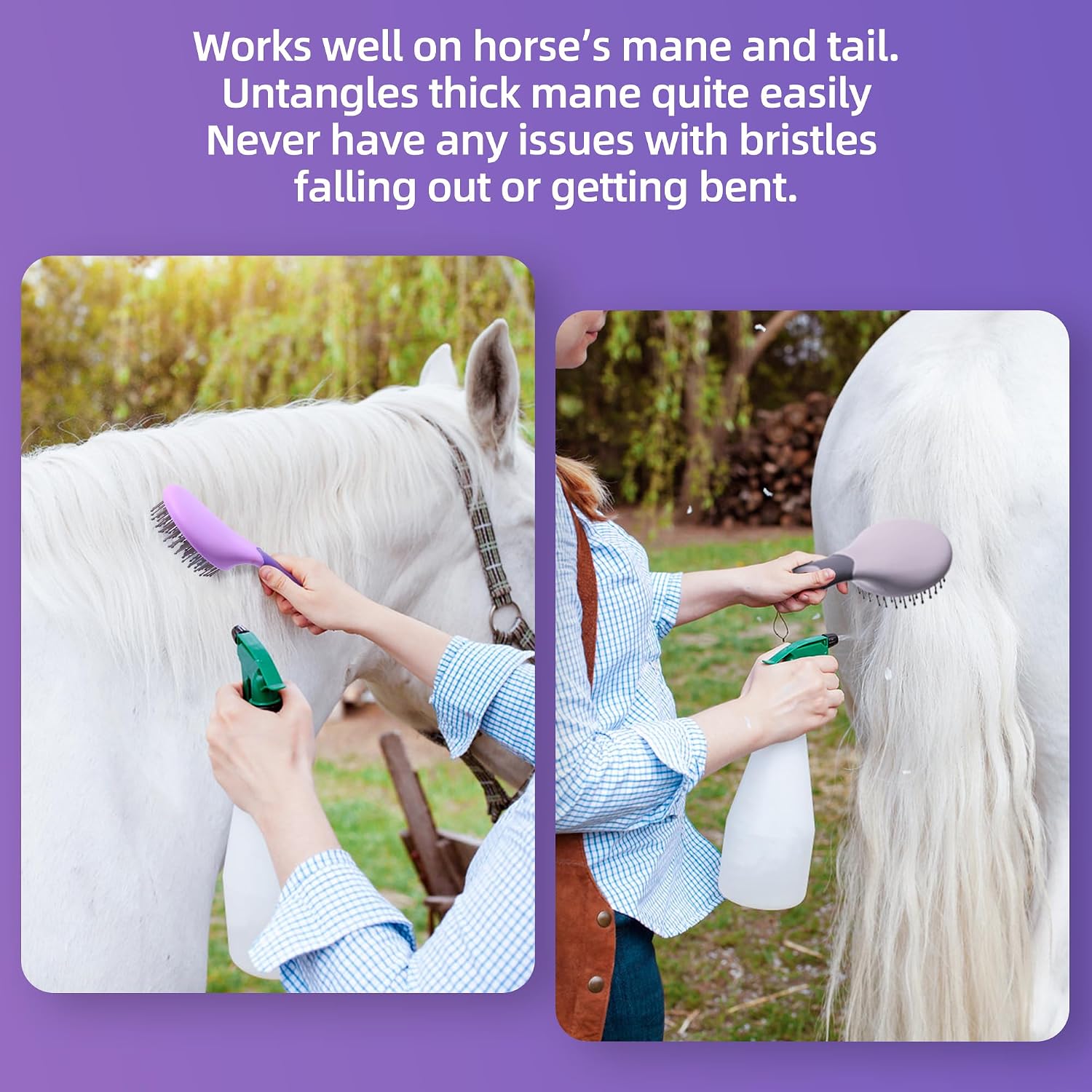 Close up of nylon bristles on UYLKM horse care tool