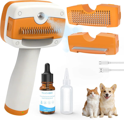 Pet Steam Brush for Dogs & Cats,5-in-1 Self-Cleaning Dog Steam Brush with 3 Swap-in Heads (Grooming, Dematting, Deshedding),Cat Spray Hair Removal Comb,Includes Pet Essence & Storage Bag - Image 12