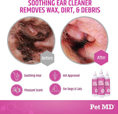 Pet MD Otic Clean ear solution bottle label details