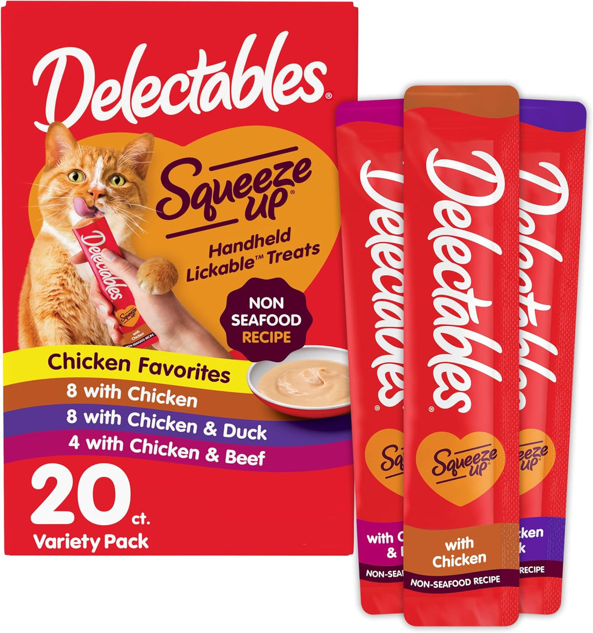 Delectables Squeeze Up Non-Seafood Variety Pack, Creamy Squeezable Puree, Lickable Wet Cat Treats, Grain Free, No Added Fillers, No By-Products, No Added Preservatives, 0.5 Ounces Tube, 54 Tubes Total - Image 10
