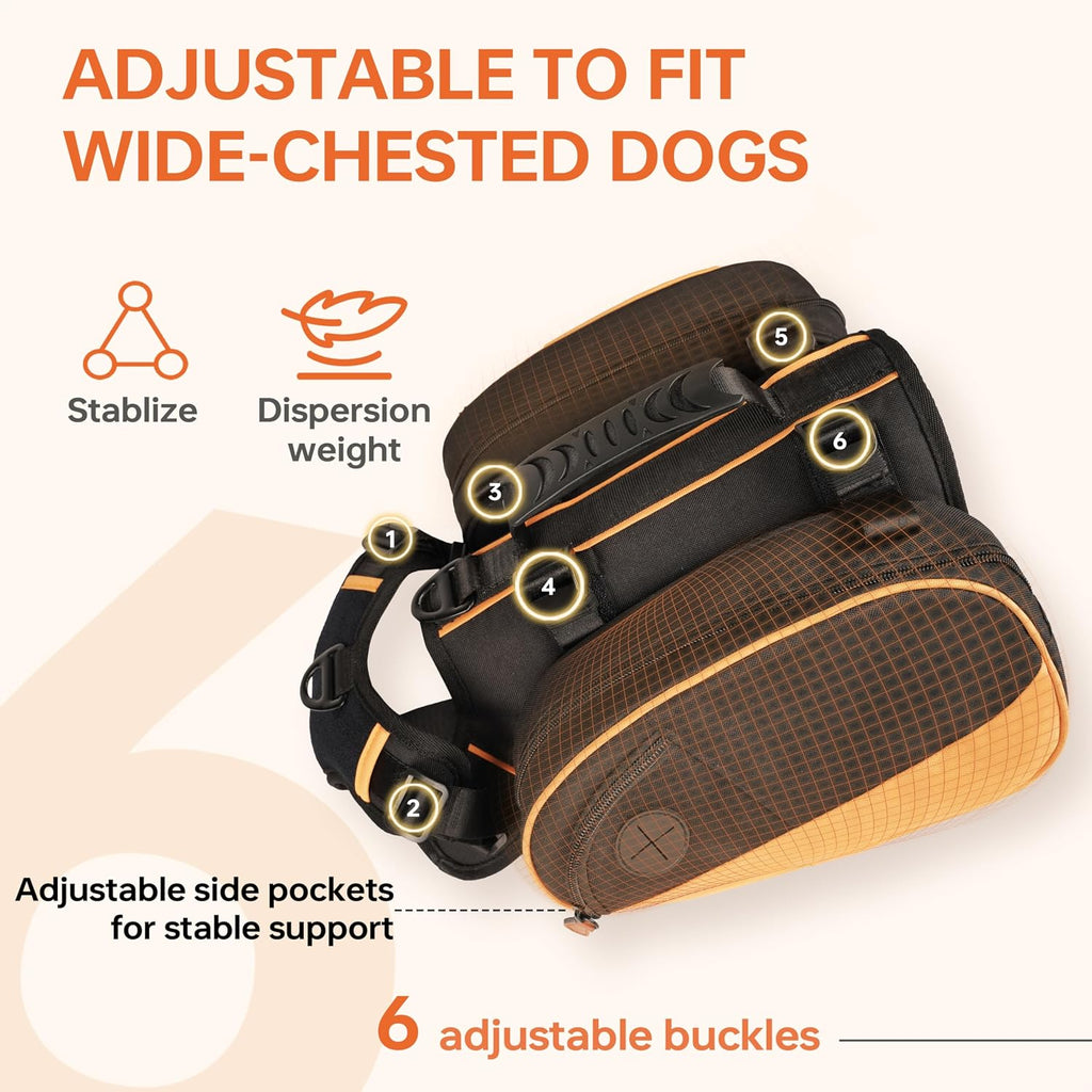 Moysoon canine saddlebag with detachable storage packs removed.