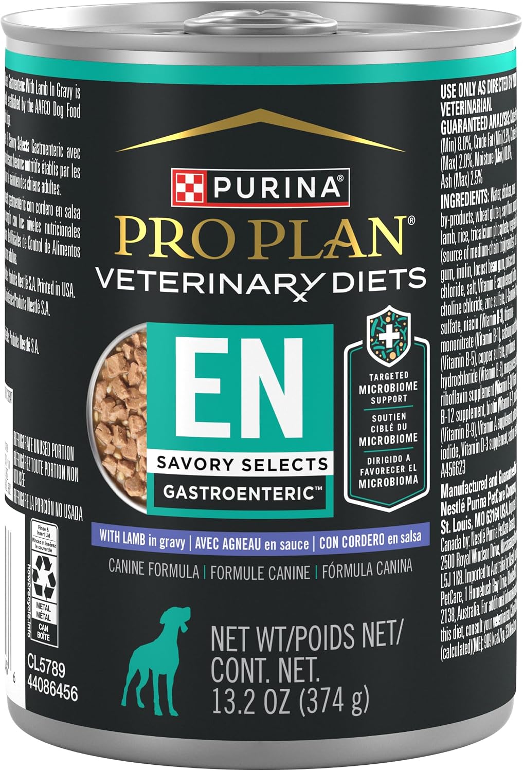 Pro Plan Veterinary Diets Purina EN Savory Selects Gastroenteric with Chicken and with Lamb in Gravy Gastrointestinal Dog Food Variety Pack - (12) 13.2 oz. Cans - Image 9